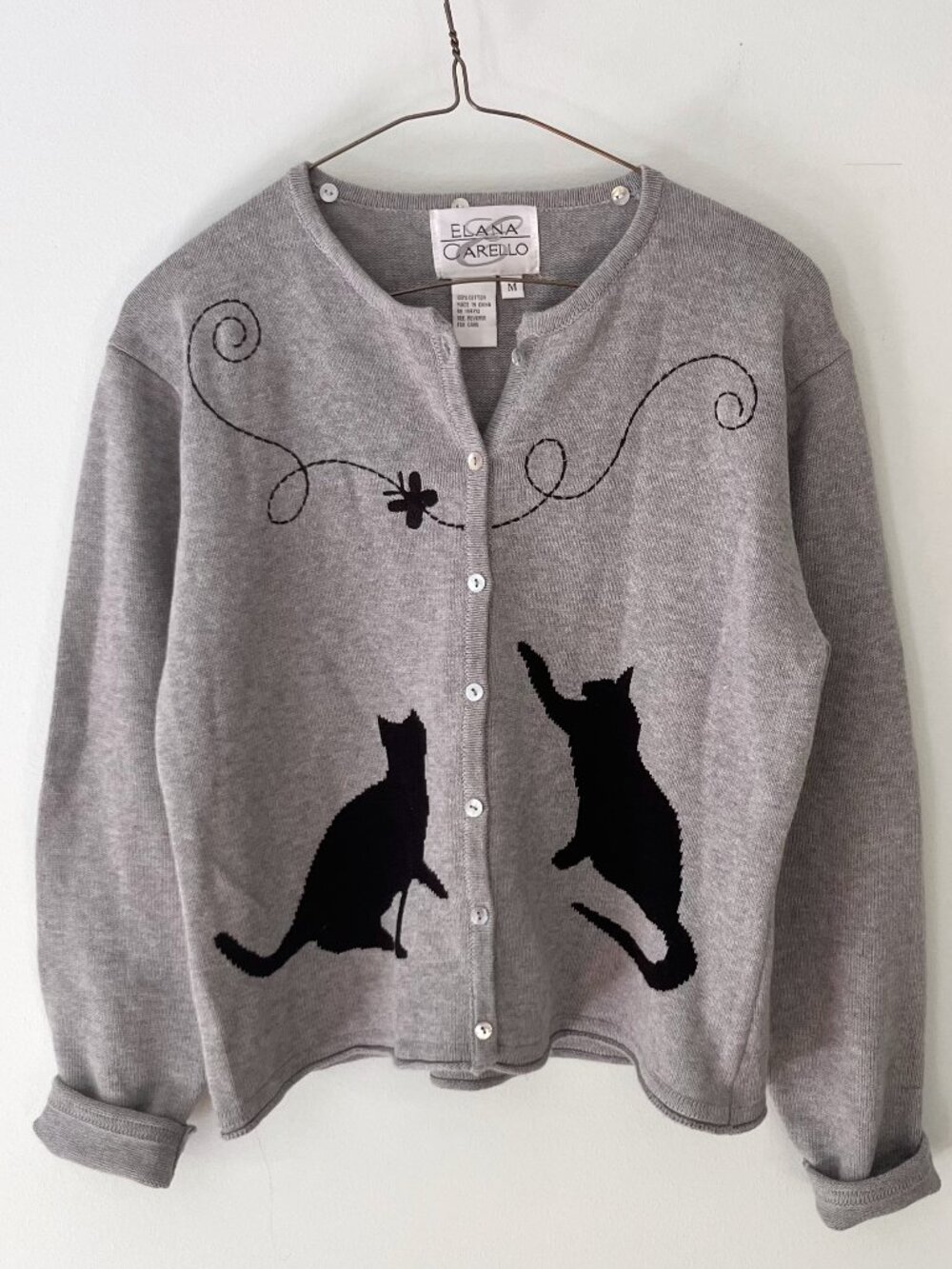 Vintage Cotton Cat Cardigan Sweater